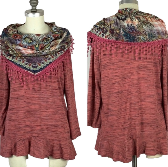 Energy world wear Top w/ removable Scarf - Picture 2 of 6